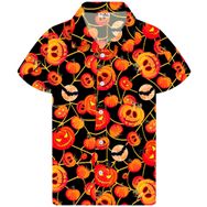 King Kameha Funky Hawaii Kısa Kol Ön Cepli Balkabağı Kabak Web Kırmızı Erkek Gömlek