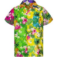 King Kameha Funky Hawaii Kısa Kol Ön Cepli Çiçek Baskılı Pineapple Flowers Mix Erkek Gömlek