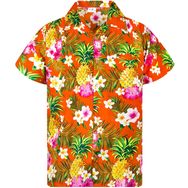 King Kameha Funky Hawaii Pineapple Flowers Turuncu Ananas Çiçek Baskılı Erkek Gömlek
