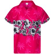 King Kameha Hawaiian Funky Düğmeli Kısa Kol Pembe Erkek Gömlek