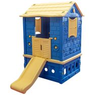 King Kids King Ev İki Kapılı Kaydıraklı Mavi Oyuncak Ev