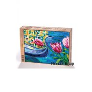 King Of Puzzle Pembe Laleler ve Gondol Venedik 1000 Parça Puzzle