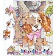 King Of Puzzle Sevimli Köpek ve Ağaç Ev 35 Parça Puzzle