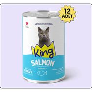 King Sos İçerisinde Et Parçacıklı Somonlu 12x400 gr Kedi Konservesi