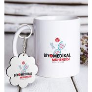 Kişiye Özel Anahtarlık ve Mesleki Biyomedikal Mühendisi Beyaz Kupa