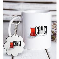 Kişiye Özel Anahtarlık ve Mesleki Çaycı Beyaz Kupa