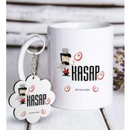 Kişiye Özel Anahtarlık ve Mesleki Kasap Beyaz Kupa