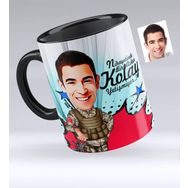 Kişiye Özel Asker Karikatürlü Siyah 2 Kupa Bardak