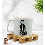 Kişiye Özel Baba Godfather Silüet Tasarımlı Middle Beyaz Model 3 Kupa