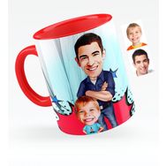 Kişiye Özel Baba Oğul Karikatürlü Kırmızı 2 Kupa Bardak