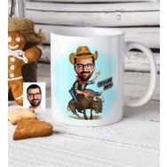 Kişiye Özel Bay Rodeocu Karikatür Beyaz Kupa Bardak