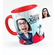 Kişiye Özel Bayan Mühendis Karikatürlü Kırmızı 1 Kupa Bardak