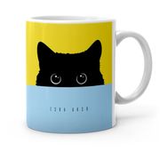 Kişiye Özel Black Kitty Tasarımlı-1 Beyaz Kupa Bardak