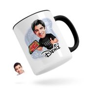 Kişiye Özel Erkek Kasap Karikatürlü Siyah Kupa