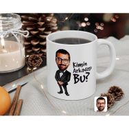 Kişiye Özel Erkek Kimin Arkadaşı Bu Karikatürlü Beyaz Kupa