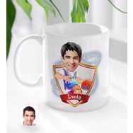 Kişiye Özel İsimli Erkek Basketbolcu Karikatürlü Beyaz Kupa