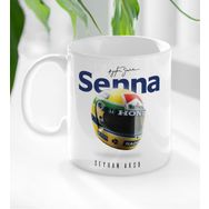 Kişiye Özel İsimli F1 Senna Tasarımlı Beyaz Kupa