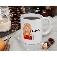 Kişiye Özel Kadın Canısı Karikatürlü Beyaz Kupa Bardak