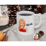 Kişiye Özel Kadın İşkolik Karikatürlü Beyaz Kupa Bardak