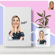 Kişiye Özel Kadın Moda İkonu Karikatürlü Beyaz Kupa