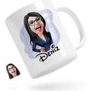 Kişiye Özel Kadın Patron Karikatürlü Beyaz Kupa