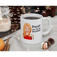 Kişiye Özel Kadın Pozitif Olan Tek Şey Kan Grubum Karikatürlü Beyaz Kupa Bardak