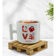 Kişiye Özel Love Tasarımlı T Kulplu Beyaz Middle Kupa