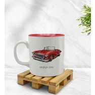 Kişiye Özel Retro Otomobil Tasarımlı İçi Kırmızı Renkli Model 2 Kupa