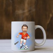 Kişiye Özel Sarı Kırmızı Futbolcu Karikatürlü Kupa Bardak