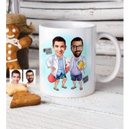 Kişiye Özel Sörfçüler Karikatür Beyaz Kupa Bardak