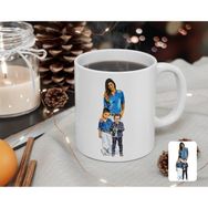 Kişiye Özel Tam Boy Anne ve Oğullar Karikatürlü Beyaz Kupa