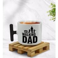 Kişiye Özel Walking Dad Tasarımlı Siyah T Kulplu Middle Kupa