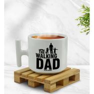 Kişiye Özel Walking Dad Tasarımlı T Kulplu Beyaz Middle Kupa
