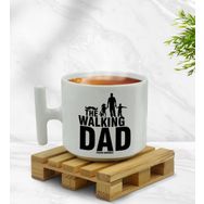 Kişiye Özel Walking Dad Tasarımlı T Kulplu Beyaz Middle Kupa