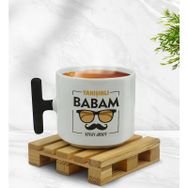 Kişiye Özel Yakışıklı Babam Tasarımlı Siyah T Kulplu Middle Kupa