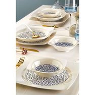 Kitchen Life Caroline 18 Parça Lacivert Desen 6 Kişilik Porselen Yemek Takımı