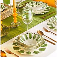 Kitchen Life Green Dream Yeşilli Desen 18 Parça 6 Kişilik Porselen Yemek Takımı