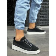 Knack 010 Siyah Süet Beyaz Taban Sneakers Erkek Ayakkabı