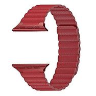 KNY 2125205223 Apple Watch 42 mm Kırmızı Gerçek Deri Katmanlı Lob Kayış Kordon