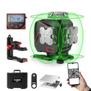 Kobb KBL36G Profesyonel Li-ion Şarjlı 4x360 Derece LCD Ekran Otomatik Hizalamalı Yeşil Çapraz Çizgi Lazer Distomat + Uzaktan Kumanda + Taşıma Çantası