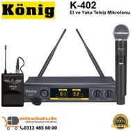 Konig K-402 El Yaka İki Kanal Uhf Telsiz Mikrofon