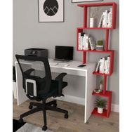 Koordinat Mobilya Beyaz Kırmızı 120x50 Pratik Kitaplıklı Çalışma Masası