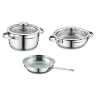Korkmaz Minika Inox 3 Parça Indüksiyonlu Çelik Tencere Tava Mama Seti