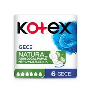 Kotex Natural 6'lı Gece %100 Doğal Pamuk Ped