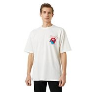 Koton 000 Beyaz Baskılı Bisiklet Yaka Kısa Kollu Erkek T-shirt