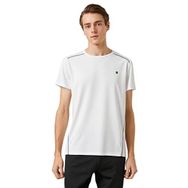 Koton 000 Erkek Beyaz Spor Şerit Baskı Detaylı Bisiklet Yaka T-shirt