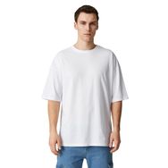 Koton 001 Erkek Kırık Beyaz Oversize Bisiklet Yaka Kısa Kollu T-shirt