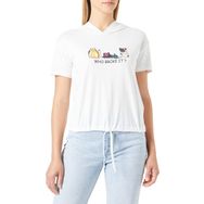 Koton 001 Kadın Kırık Beyaz Pamuklu Kısa Kollu Kapüşonlu Baskılı T-shirt