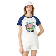 Koton 001 Kadın Kırık Beyaz Reglan Kol Rahat Kesim Bisiklet Yaka Baskılı T-shirt