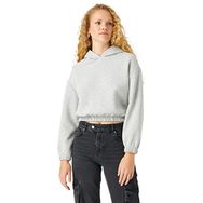 Koton 035 Kadın Crop Kapüşonlu Gri Sweatshirt